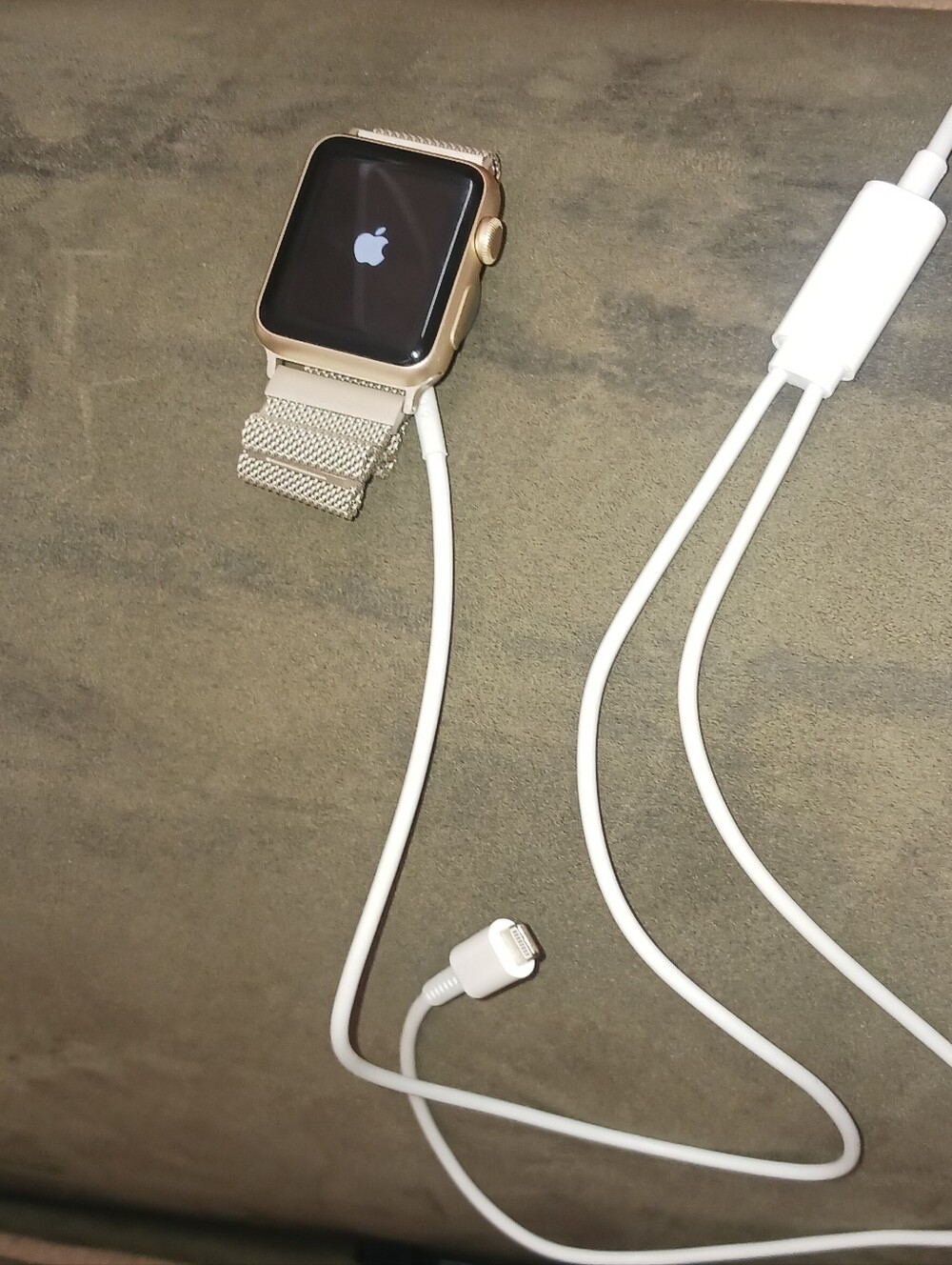 Apple Watch Gold Case with Cream Milanese Loop